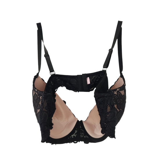 True Bra 42D Underwire Bra Lace Overlay Over Pink Back Closure, Adjustable Strap - Picture 3 of 4